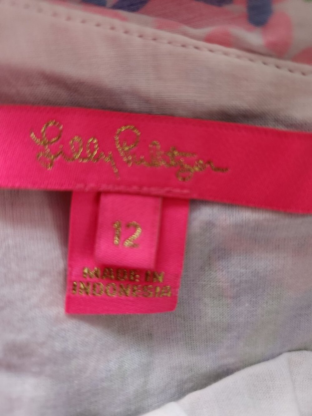 NWOT Lilly Pulitzer Kay Short Sleeve Cotton Top Multi a Cherry on Top Size 12 - Picture 4 of 6